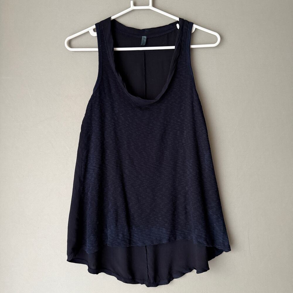 Anthro Left of Center XSP Black Tank Top Boho Flowy Shabby Slouchy Beachy